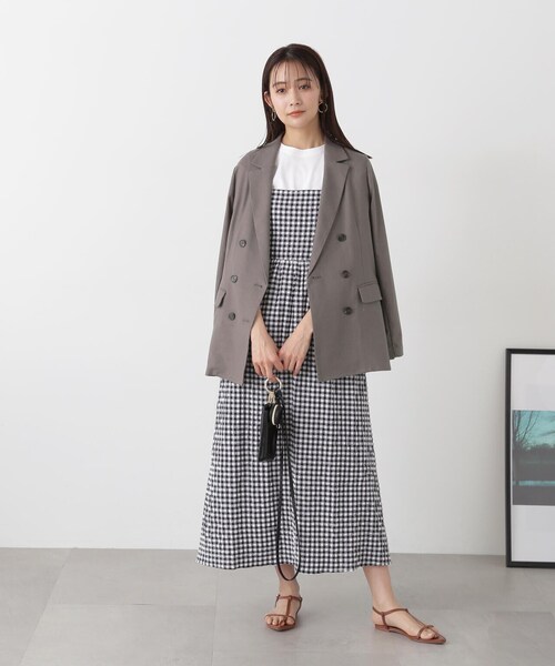 N.(N. Natural Beauty Basic)(エヌエヌナチュラルビューティーベーシック)の「◆【セットアップ対応】麻混ダブルジャケット(テーラードジャケット・レディース・ナチュラル/グレー・MEDIUM/SMALL)」の11枚目の写真