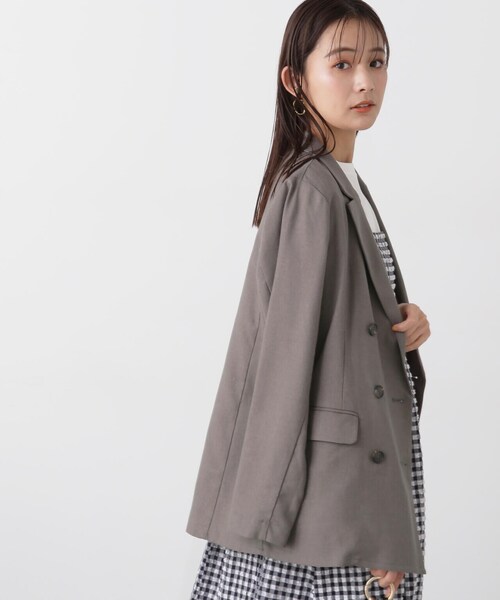 N.(N. Natural Beauty Basic)(エヌエヌナチュラルビューティーベーシック)の「◆【セットアップ対応】麻混ダブルジャケット(テーラードジャケット・レディース・ナチュラル/グレー・MEDIUM/SMALL)」の15枚目の写真