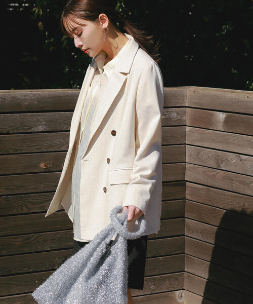 N.(N. Natural Beauty Basic)(エヌエヌナチュラルビューティーベーシック)の「◆【セットアップ対応】麻混ダブルジャケット(テーラードジャケット・レディース・ナチュラル/グレー・MEDIUM/SMALL)」の18枚目の写真