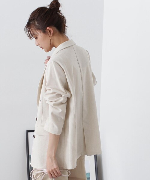 N.(N. Natural Beauty Basic)(エヌエヌナチュラルビューティーベーシック)の「◆【セットアップ対応】麻混ダブルジャケット(テーラードジャケット・レディース・ナチュラル/グレー・MEDIUM/SMALL)」の22枚目の写真