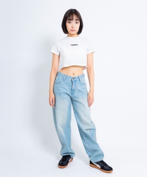 atmos pink（アトモスピンク）の「atmos pink エンブロイダリー ロゴ ショートTシャツ（Tシャツ/カットソー・レディース・ホワイト/ブラック・S/M）」の6枚目の写真