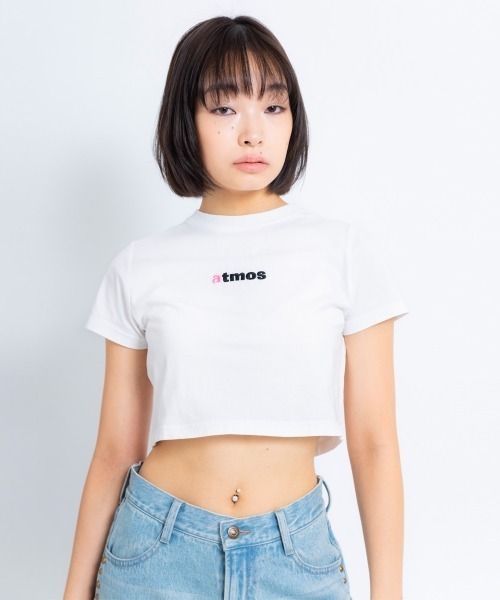 atmos pink（アトモスピンク）の「atmos pink エンブロイダリー ロゴ ショートTシャツ（Tシャツ/カットソー・レディース・ホワイト/ブラック・S/M）」の9枚目の写真