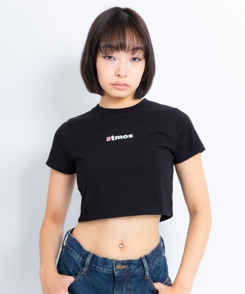 atmos pink（アトモスピンク）の「atmos pink エンブロイダリー ロゴ ショートTシャツ（Tシャツ/カットソー・レディース・ホワイト/ブラック・S/M）」の8枚目の写真