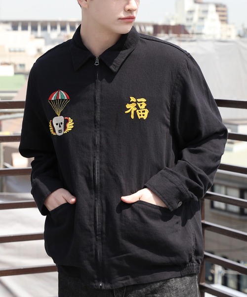 HOUSTON（ヒューストン）の「HOUSTON 綿麻ベトジャン(TIGER)（その他アウター・メンズ・ピンク/ネイビー/その他/ブラック・XX-LARGE/LARGE/MEDIUM/X-LARGE）」の2枚目の写真