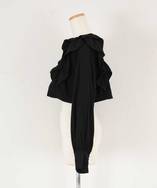 titivate(ティティベイト)の「フリルブラウス/ニットワンピースセット(セットアップ・レディース・ブラック/ホワイト系その他・S/M)」の8枚目の写真