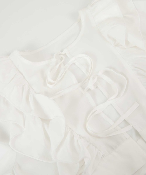 titivate(ティティベイト)の「フリルブラウス/ニットワンピースセット(セットアップ・レディース・ブラック/ホワイト系その他・S/M)」の14枚目の写真