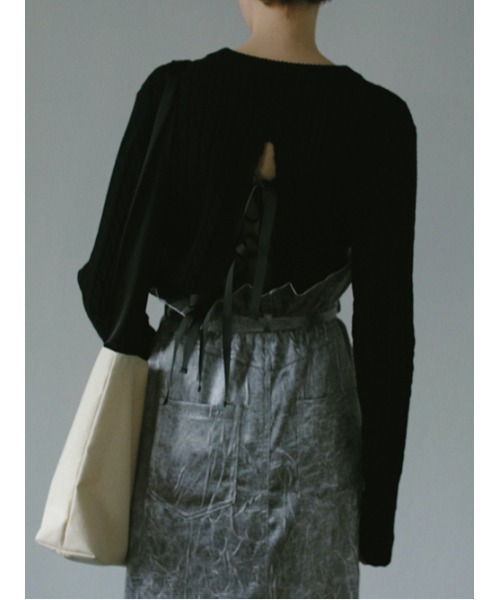 AMAIL(アマイル)の「Ballet rib knit(ニット/セーター・レディース・ブラック/アイボリー・FREE)」の2枚目の写真