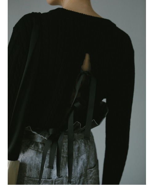 AMAIL(アマイル)の「Ballet rib knit(ニット/セーター・レディース・ブラック/アイボリー・FREE)」の4枚目の写真