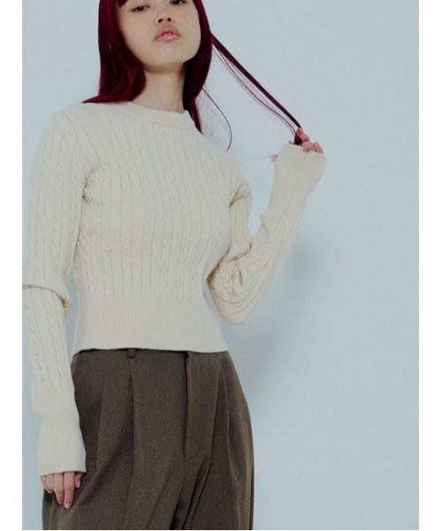 AMAIL(アマイル)の「Ballet rib knit(ニット/セーター・レディース・ブラック/アイボリー・FREE)」の14枚目の写真