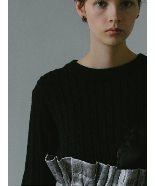 AMAIL(アマイル)の「Ballet rib knit(ニット/セーター・レディース・ブラック/アイボリー・FREE)」の3枚目の写真
