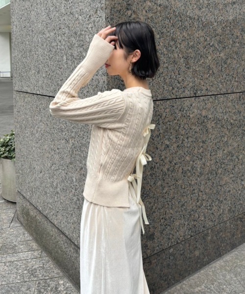 AMAIL(アマイル)の「Ballet rib knit(ニット/セーター・レディース・ブラック/アイボリー・FREE)」の17枚目の写真
