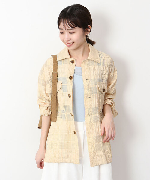 美品✨スローブイエナ 2024SS チェックジャガードオープンシャツ Fサイズ SLOBE IENA - 美品✨スローブイエナ 2024SS チェックジャガード