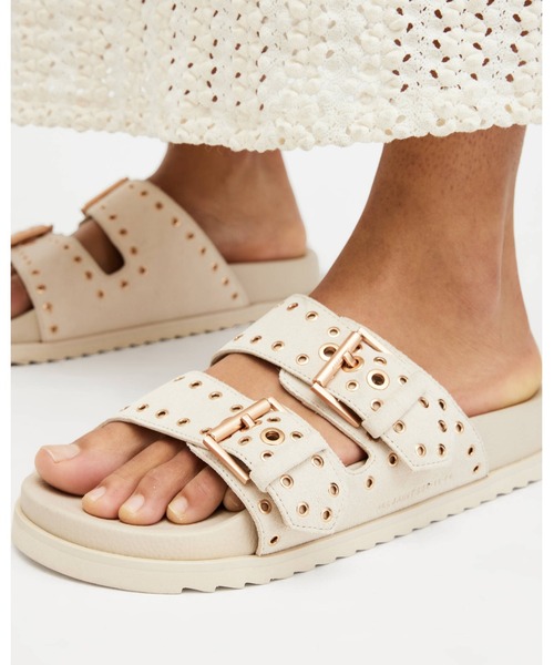 ALLSAINTS（オールセインツ）の「KHAI TWO STRAP LEATHER EYELET SANDALS | KHAI ツー ストラップ レザー アイレット サンダル（サンダル・レディース・ホワイト系その他・UK4/UK5）」の3枚目の写真