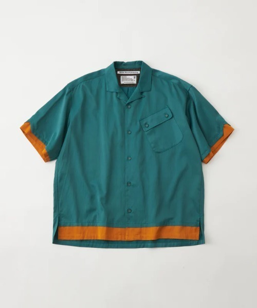 WHITE MOUNTAINEERING(ホワイトマウンテニアリング)の「SATIN OPEN COLLAR SHORT SLEEVE SHIRT(シャツ/ブラウス・メンズ・ブルー/グリーン・2/3)」の2枚目の写真