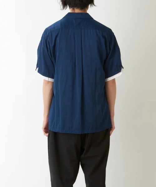 WHITE MOUNTAINEERING(ホワイトマウンテニアリング)の「SATIN OPEN COLLAR SHORT SLEEVE SHIRT(シャツ/ブラウス・メンズ・ブルー/グリーン・2/3)」の7枚目の写真