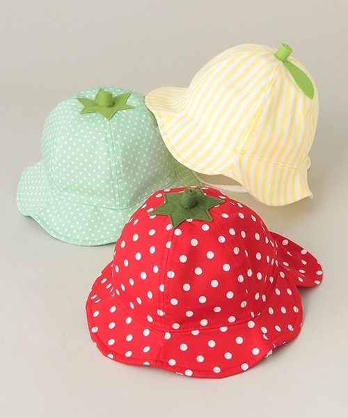 baby cheer（ベイビーチアー）の「日よけフルーツハット【日本製】（ハット・キッズ・レッド/グリーン/レモンイエロー・46-48cm/48-50cm/50-52cm/52-54cm）」の4枚目の写真