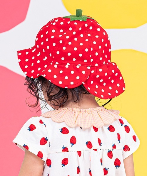 baby cheer（ベイビーチアー）の「日よけフルーツハット【日本製】（ハット・キッズ・レッド/グリーン/レモンイエロー・46-48cm/48-50cm/50-52cm/52-54cm）」の22枚目の写真