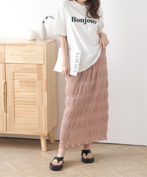AMELY(エミリー)の「シャーリングシフォンスカート(スカート・レディース・ブラック/ピンクベージュ/ミント/ラベンダー・フリー)」の2枚目の写真