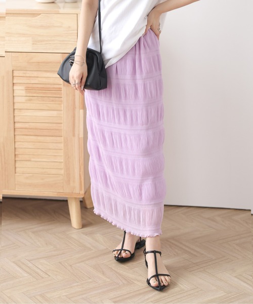 AMELY(エミリー)の「シャーリングシフォンスカート(スカート・レディース・ブラック/ピンクベージュ/ミント/ラベンダー・フリー)」の7枚目の写真