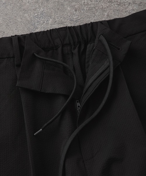 ツモリチサト アシンメトリー スリータック テーパード シアサッカー パンツ シアサッカーセミワイドタックテーパードイージーアンクルパンツ