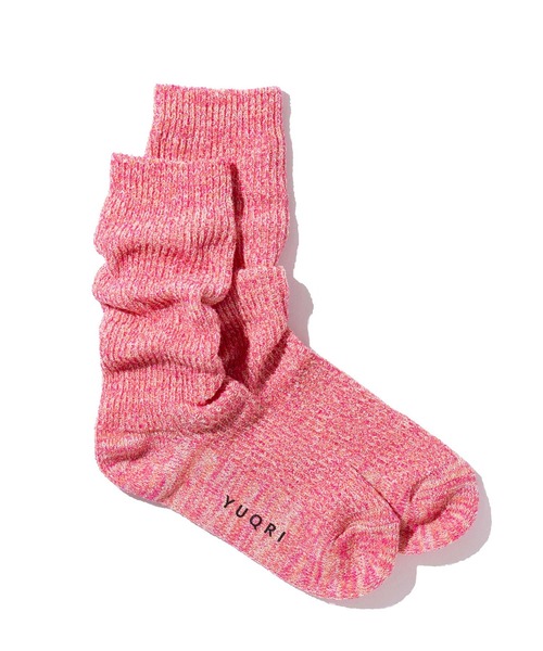 YUQRI（ユクリ）の「【YUQRI】crispy loop（ソックス/靴下・レディース・アイボリー/ブラック/ブルー/グリーン/ピンク・S/M）」の5枚目の写真