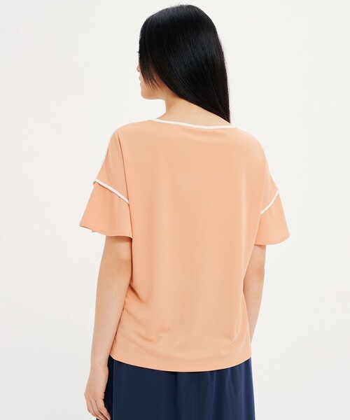 AIGLE(エーグル)の「接触冷感 吸水速乾 ワンポイントロゴ ピスネーム ボートネック パフスリーブ半袖Tシャツ(Tシャツ/カットソー・レディース・ホワイト/オレンジ/ブラック・S/L/M/XS)」の9枚目の写真