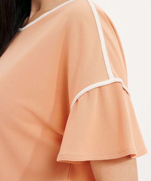 AIGLE(エーグル)の「接触冷感 吸水速乾 ワンポイントロゴ ピスネーム ボートネック パフスリーブ半袖Tシャツ(Tシャツ/カットソー・レディース・ホワイト/オレンジ/ブラック・S/L/M/XS)」の10枚目の写真