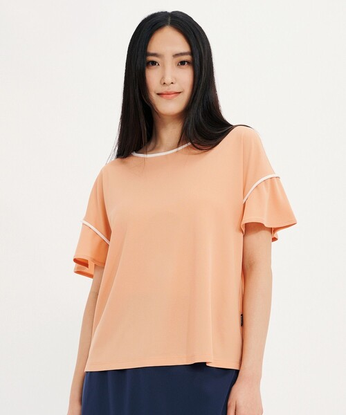 【セール】接触冷感 吸水速乾 ワンポイントロゴ ピスネーム ボートネック パフスリーブ半袖Tシャツ（Tシャツ/カットソー）｜AIGLE（エーグル）