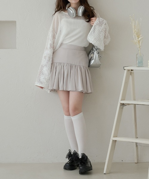 Ambre Neige(アンブルネージュ)の「frill short skirt pants / フリルショートスカパン(スカート・レディース・ライトベージュ/ブラック/ライトグレー/オフホワイト・FREE)」の19枚目の写真