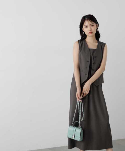 N.(N. Natural Beauty Basic)(エヌエヌナチュラルビューティーベーシック)の「◆ジレ&キャミワンピースセット(ワンピース・レディース・アイボリー/グレイッシュベージュ/チャコールグレー・MEDIUM)」の11枚目の写真