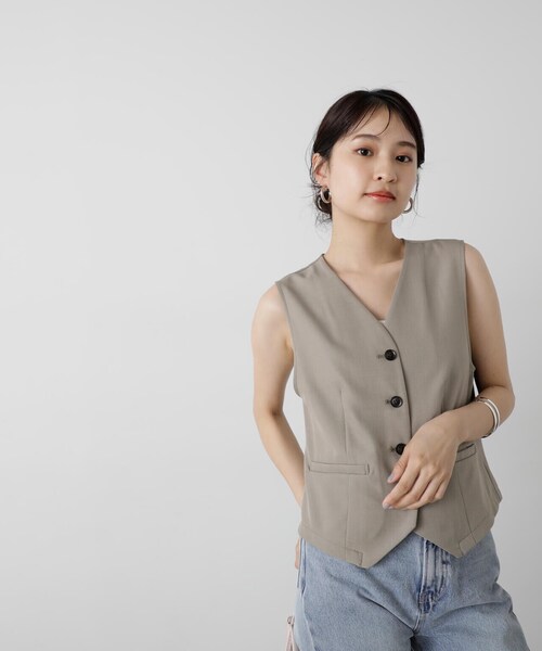 N.(N. Natural Beauty Basic)(エヌエヌナチュラルビューティーベーシック)の「◆ジレ&キャミワンピースセット(ワンピース・レディース・アイボリー/グレイッシュベージュ/チャコールグレー・MEDIUM)」の21枚目の写真