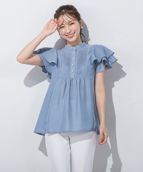 QUEENS COURT(クイーンズコート)の「ドット刺繍ピンタックブラウス≪洗濯機で洗える≫(シャツ/ブラウス・レディース・ホワイト/ブルー/ブラック・M)」の3枚目の写真