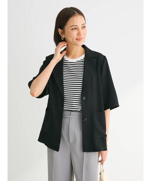【新品タグ付き】【大きいサイズ】クミキョク　テーラードジャケット　七分袖　薄手 Green Parks（グリーンパークス）の「接触冷感 5分袖ジャケット