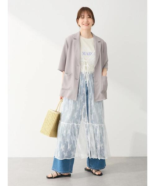 Green　Parks（グリーンパークス）の「接触冷感　5分袖ジャケット（テーラードジャケット・レディース・ライトベージュ/ブラック/ライトグレー・FREE）」の18枚目の写真