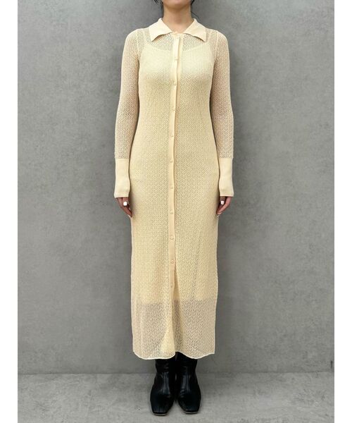 LAGUNAMOON(ラグナムーン)の「オープンワークパターンカラーニットワンピース(ワンピース・レディース・プラム/アイボリー/ブラック・MEDIUM/SMALL)」の16枚目の写真