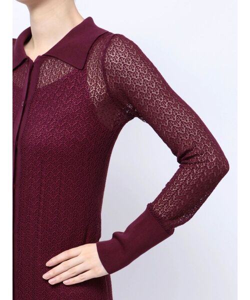 LAGUNAMOON(ラグナムーン)の「オープンワークパターンカラーニットワンピース(ワンピース・レディース・プラム/アイボリー/ブラック・MEDIUM/SMALL)」の21枚目の写真