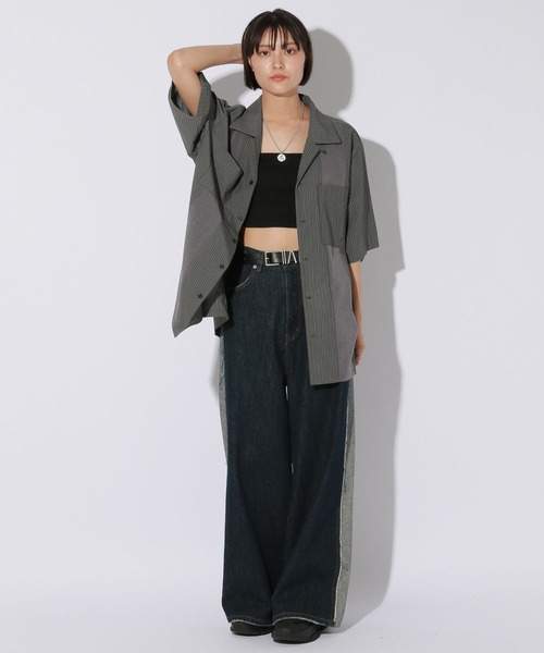 Anui（アニュイ）の「【UNISEX】ストライプコンビシャツ（シャツ/ブラウス・レディース・ブラック/チャコールグレー・MEDIUM）」の21枚目の写真