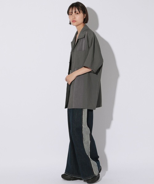 Anui（アニュイ）の「【UNISEX】ストライプコンビシャツ（シャツ/ブラウス・レディース・ブラック/チャコールグレー・MEDIUM）」の22枚目の写真