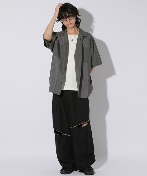 Anui（アニュイ）の「【UNISEX】ストライプコンビシャツ（シャツ/ブラウス・レディース・ブラック/チャコールグレー・MEDIUM）」の15枚目の写真