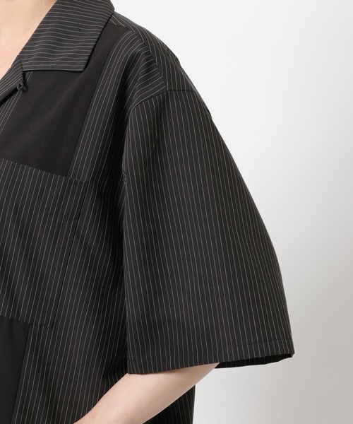 Anui（アニュイ）の「【UNISEX】ストライプコンビシャツ（シャツ/ブラウス・レディース・ブラック/チャコールグレー・MEDIUM）」の4枚目の写真