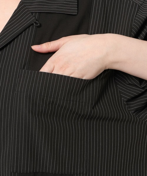 Anui（アニュイ）の「【UNISEX】ストライプコンビシャツ（シャツ/ブラウス・レディース・ブラック/チャコールグレー・MEDIUM）」の6枚目の写真