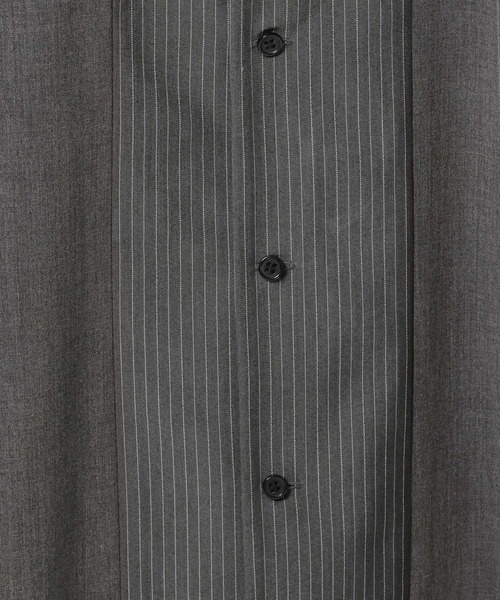 Anui（アニュイ）の「【UNISEX】ストライプコンビシャツ（シャツ/ブラウス・レディース・ブラック/チャコールグレー・MEDIUM）」の3枚目の写真