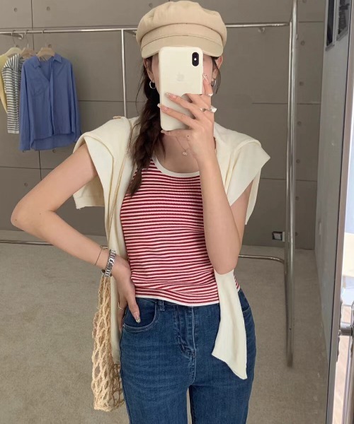 Per sist ence（パーシエンス）の「バイカラーパイピングタンクトップ（タンクトップ・レディース・ブラック系/ブルー系/ホワイト/ブラウン/レッド/ホワイト系/ブラウン系/レッド系/アイボリー/ブラック/ライトグリーン系・FREE）」の11枚目の写真