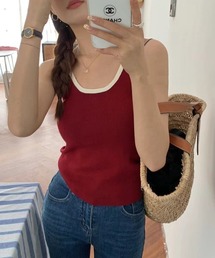 バイカラーパイピングタンクトップ