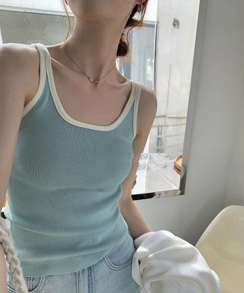 Per sist ence（パーシエンス）の「バイカラーパイピングタンクトップ（タンクトップ・レディース・ブラック系/ブルー系/ホワイト/ブラウン/レッド/ホワイト系/ブラウン系/レッド系/アイボリー/ブラック/ライトグリーン系・FREE）」の21枚目の写真