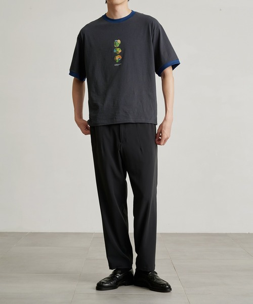 PUBLIC TOKYO（パブリックトウキョウ）の「テクスチャーアートリンガーTEE（Tシャツ/カットソー・メンズ・ダークグレー/キナリ・1/2）」の3枚目の写真