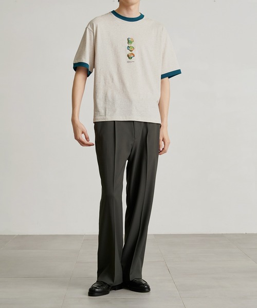 PUBLIC TOKYO（パブリックトウキョウ）の「テクスチャーアートリンガーTEE（Tシャツ/カットソー・メンズ・ダークグレー/キナリ・1/2）」の8枚目の写真