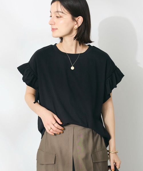 CRAFT STANDARD BOUTIQUE（クラフトスタンダードブティック）の「袖ギャザーフレアプルオーバー（Tシャツ/カットソー・レディース・ブラック/ブラウン/レッド/ホワイト/サックスブルー・FREE）」の2枚目の写真