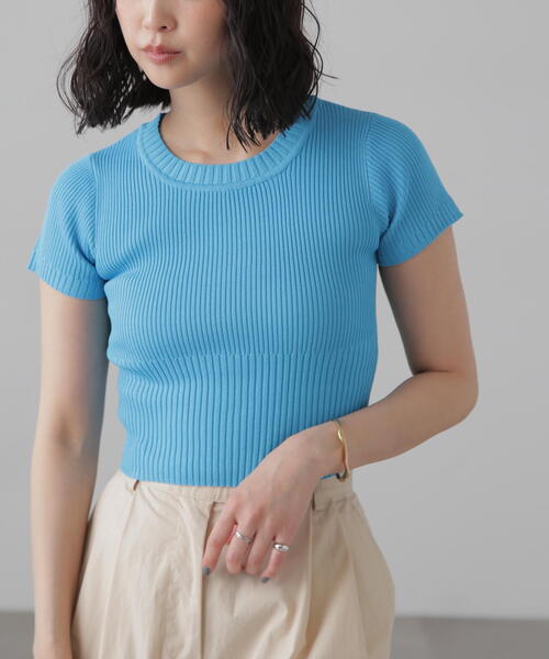 FREE'S MART(フリーズマート)の「◇ショート丈クルーネックリブニット(ニット/セーター・レディース・ホワイト系その他/ブルー/イエロー/ブラック/ホワイト/パープル・FREE)」の5枚目の写真