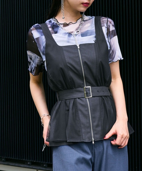 HARE（ハレ）の「2WAYチュールドッキングビスチェ(HARE)（ベスト・レディース・グレー/グリーン・FREE）」の9枚目の写真